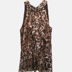 B Wear Women's Size Medium Blouse Shirt Animal Print Halter Top with Ties